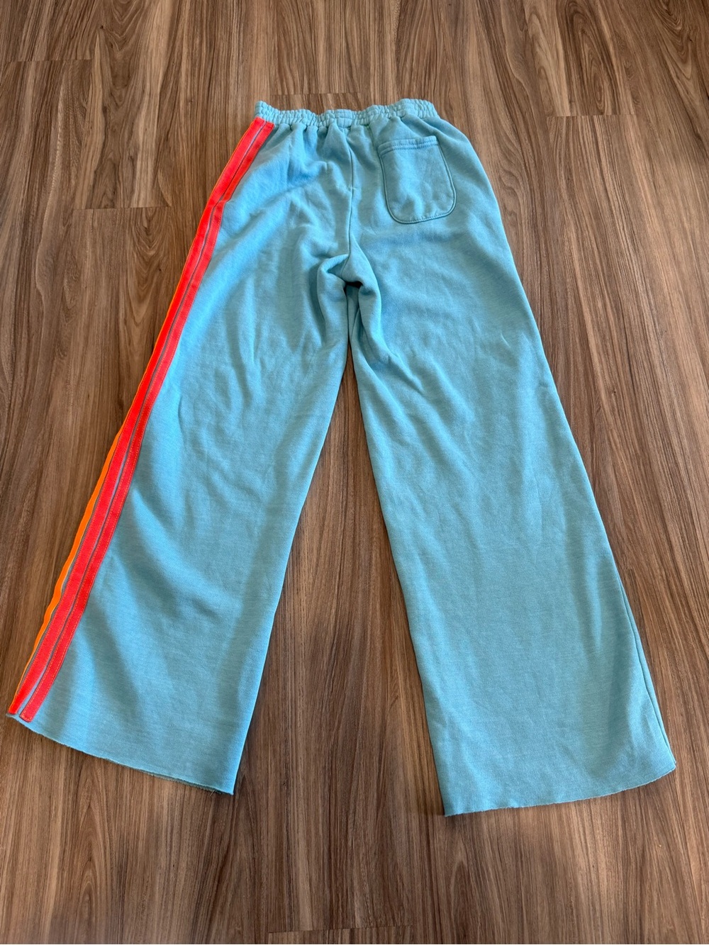 Aviator Nation 5 Stripe Wide Leg Pocket Sweatpants - Aqua / White Neon - Picture 11 of 15